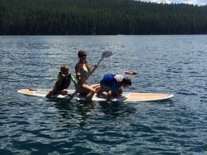 my kids paddleboard Holland Lake Montana